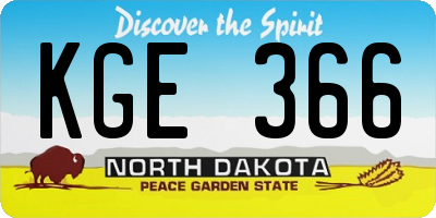 ND license plate KGE366