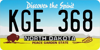 ND license plate KGE368