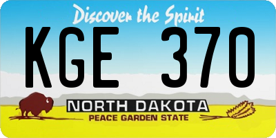 ND license plate KGE370