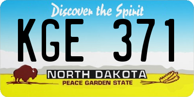 ND license plate KGE371
