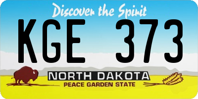 ND license plate KGE373