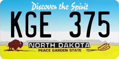 ND license plate KGE375