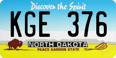 ND license plate KGE376