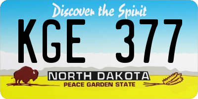 ND license plate KGE377