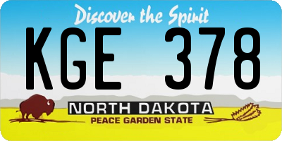 ND license plate KGE378