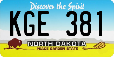 ND license plate KGE381