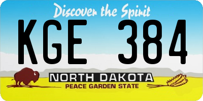ND license plate KGE384