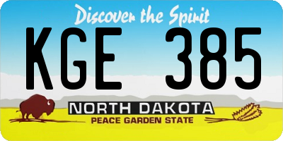 ND license plate KGE385