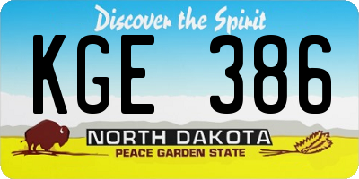 ND license plate KGE386