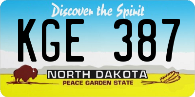 ND license plate KGE387