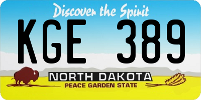 ND license plate KGE389
