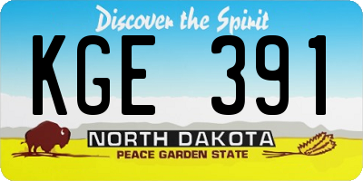 ND license plate KGE391