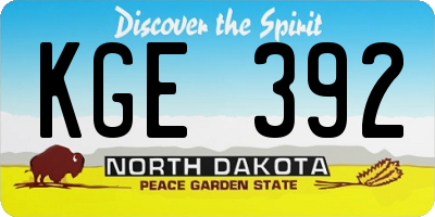ND license plate KGE392