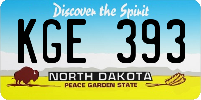 ND license plate KGE393