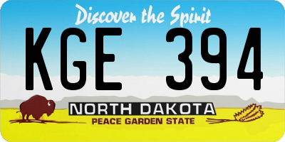 ND license plate KGE394