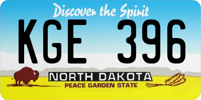 ND license plate KGE396