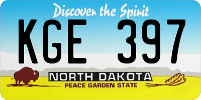 ND license plate KGE397