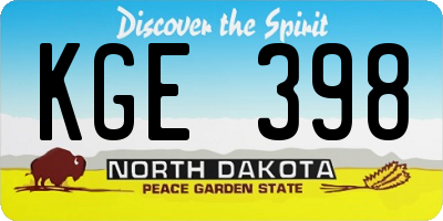 ND license plate KGE398