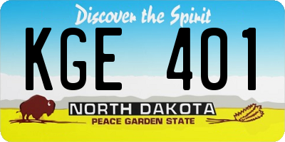 ND license plate KGE401
