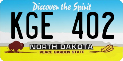 ND license plate KGE402