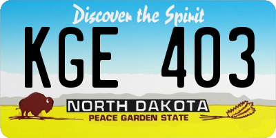 ND license plate KGE403