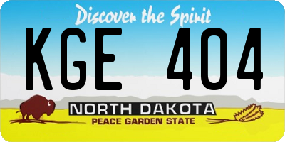 ND license plate KGE404