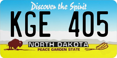 ND license plate KGE405