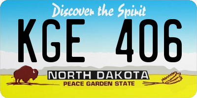 ND license plate KGE406