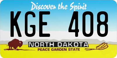 ND license plate KGE408