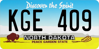 ND license plate KGE409