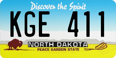 ND license plate KGE411
