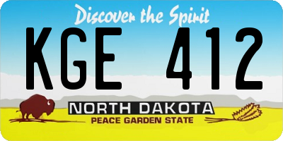 ND license plate KGE412