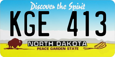 ND license plate KGE413