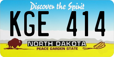 ND license plate KGE414