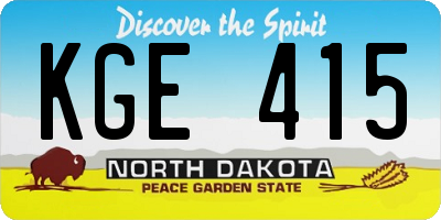 ND license plate KGE415