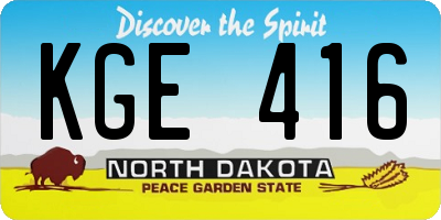 ND license plate KGE416