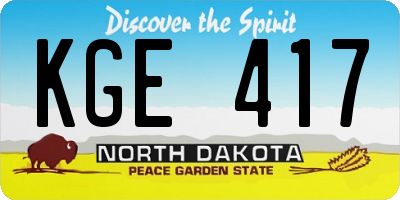 ND license plate KGE417
