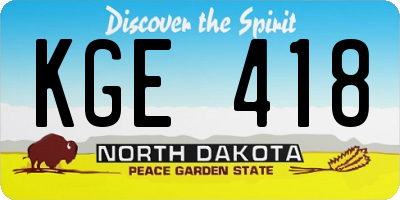 ND license plate KGE418