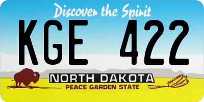 ND license plate KGE422