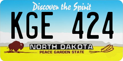 ND license plate KGE424