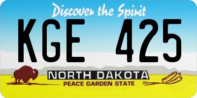 ND license plate KGE425