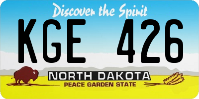 ND license plate KGE426