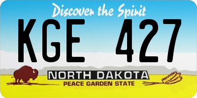 ND license plate KGE427