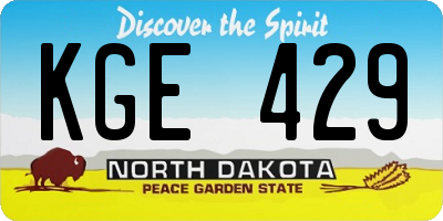 ND license plate KGE429