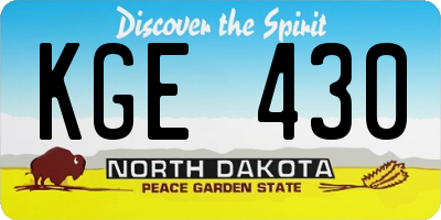 ND license plate KGE430