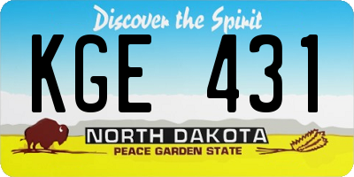 ND license plate KGE431