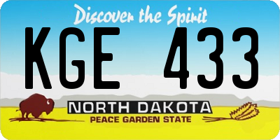 ND license plate KGE433