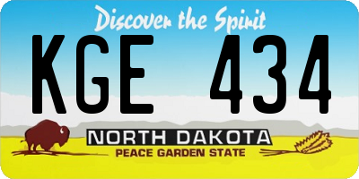 ND license plate KGE434