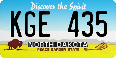 ND license plate KGE435