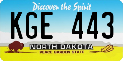ND license plate KGE443